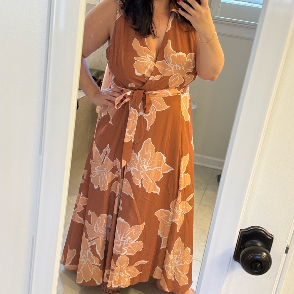 Hutch Floral Maxi Dress in Brown and Cream